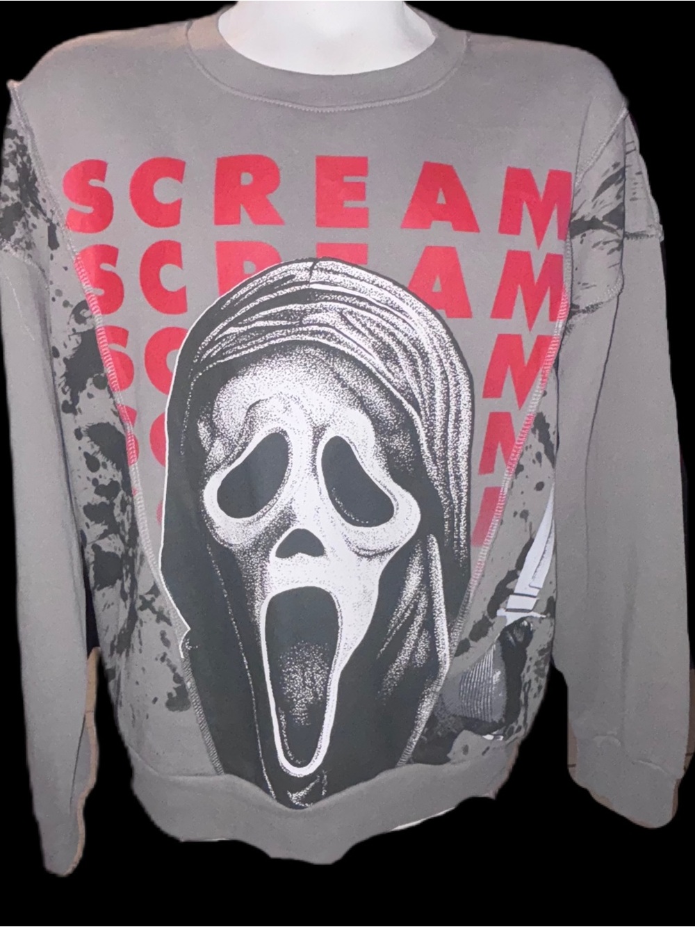 Gray 'Scream' GhostFace Graphic Crewneck Sweatshirt Men's L (42-44)
